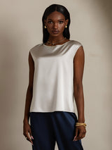 [Light Gray] SilkSilky-CA Cap Sleeve Round Neck Women's T-Shirt 001