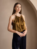 SilkSilky-CA 19Momme Silk Sleeveless Round Neck Camisole Brown 006