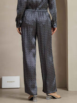 [Navy Ginkgo] SilkSilky-CA 19Momme Silk Womens Pants 002