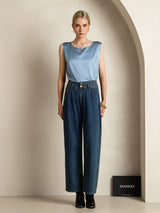 [Grayish Blue] SilkSilky-CA Sleeveless Round Neck Camisole 007