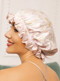 SilkSilky-CA Pure Silk Sleep Cap Floral 002