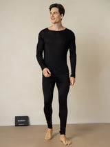 [Black] SilkSilky-CA Long Sleeve Round Neck Men's Long Johns 003