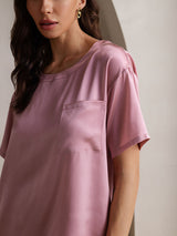 [Pale Mauve] SilkSilky-CA Short Sleeve Round Neck Women's Pajamas 009
