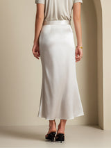 [Light Gray] SilkSilky-CA 19Momme Stretch Silk Charmeuse Skirt 003