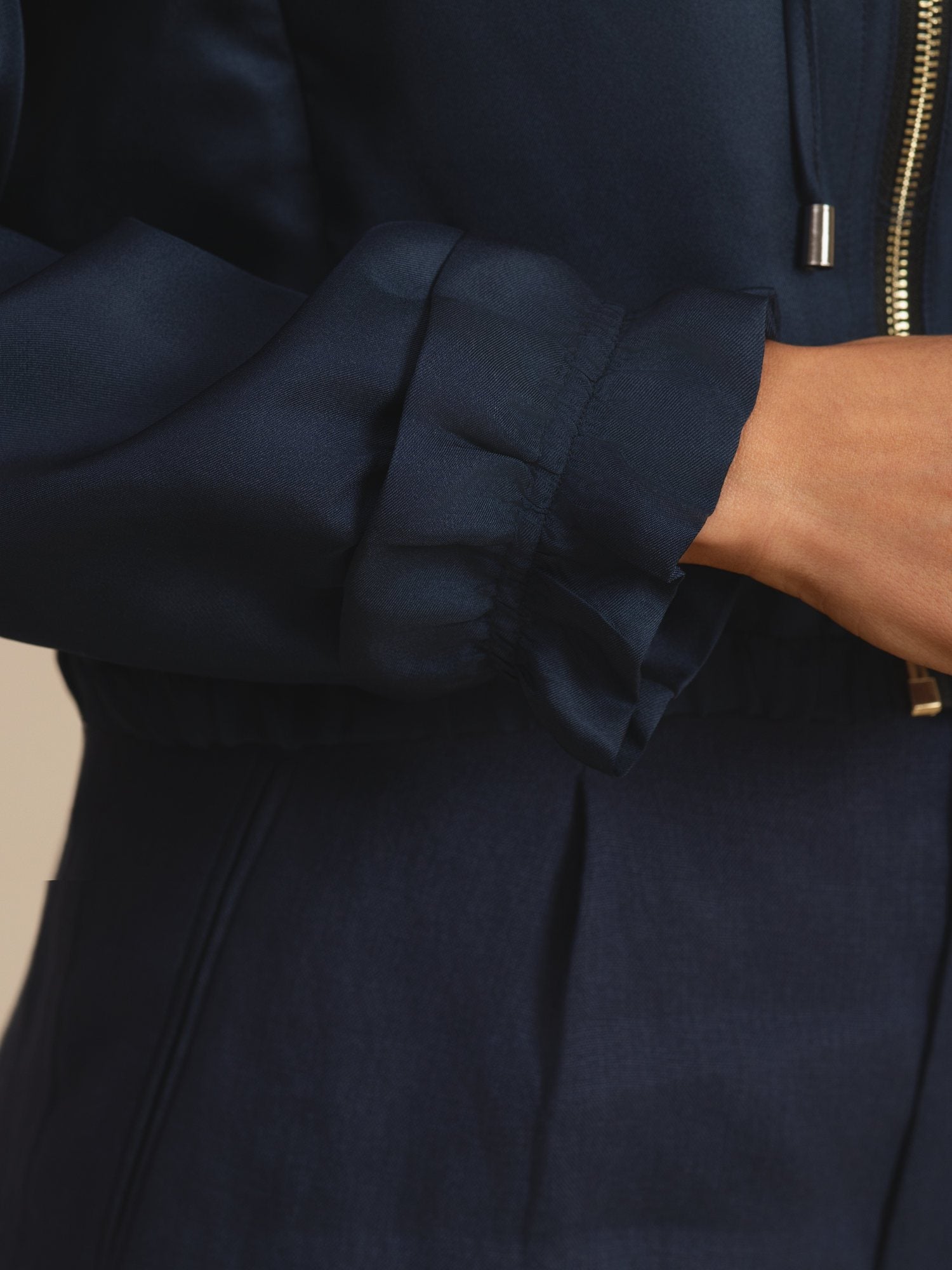 [DarkBlue] SilkSilky-CA 18Momme Silk Satin Surah Long Sleeve High Neck Women's Outerwear 007