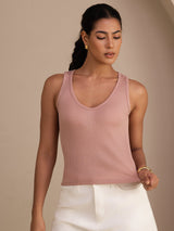 [Pink] SilkSilky-CA Sleeveless Deep V Neck Camisole 003