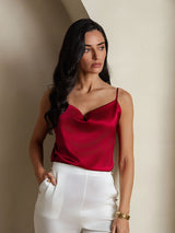 [Wine] SilkSilky-CA Spaghetti Strap Cowl Neck Camisole 003