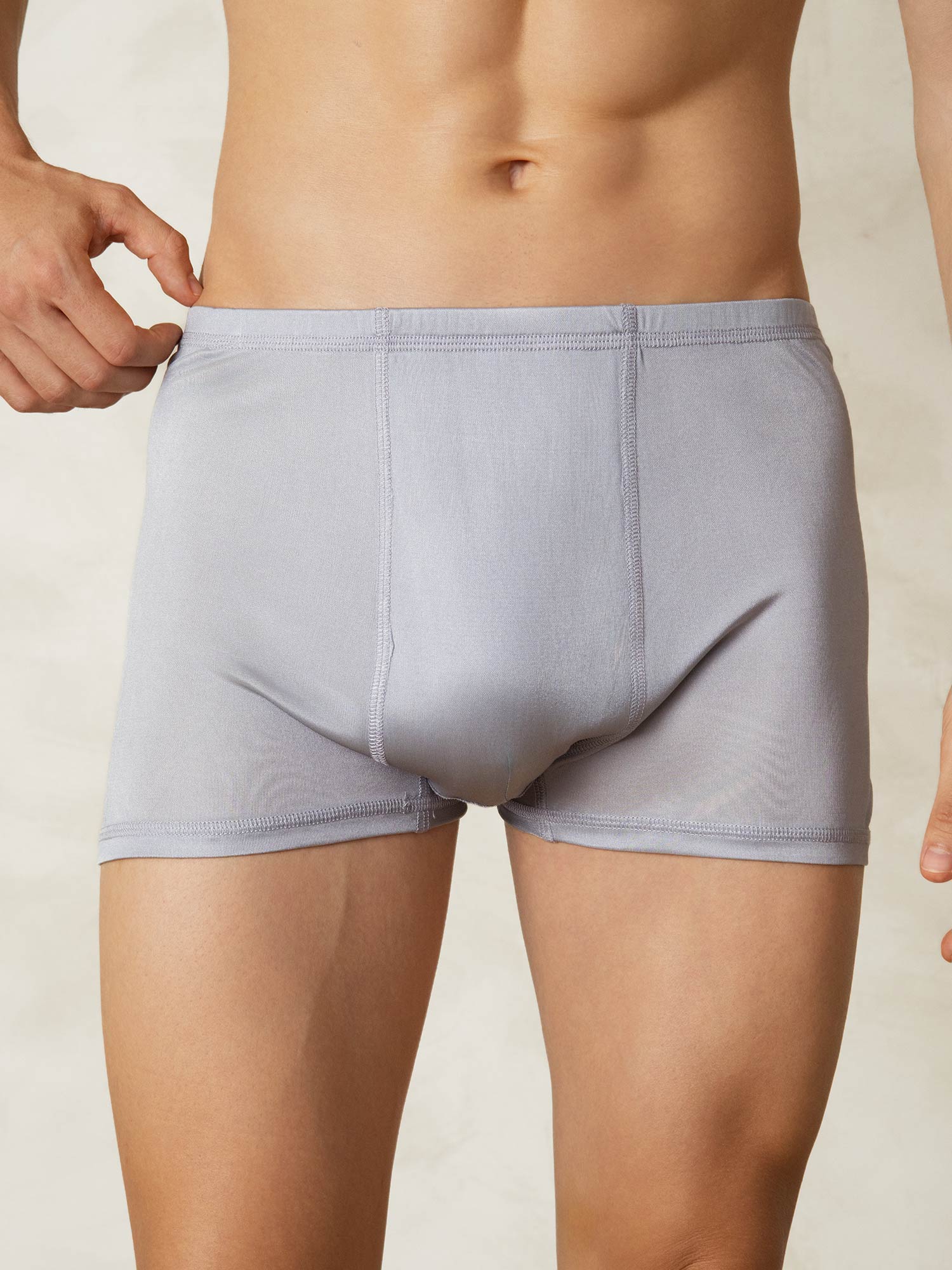 [Gray] SilkSilky-CA Silk Knitted Mens Underwear 001