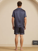 [Navy Chain] SilkSilky-CA Short Sleeve Notch Collar Men's Pajamas 002