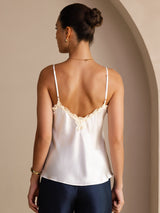 [White] SilkSilky-CA Spaghetti Strap V Neck Camisole 002