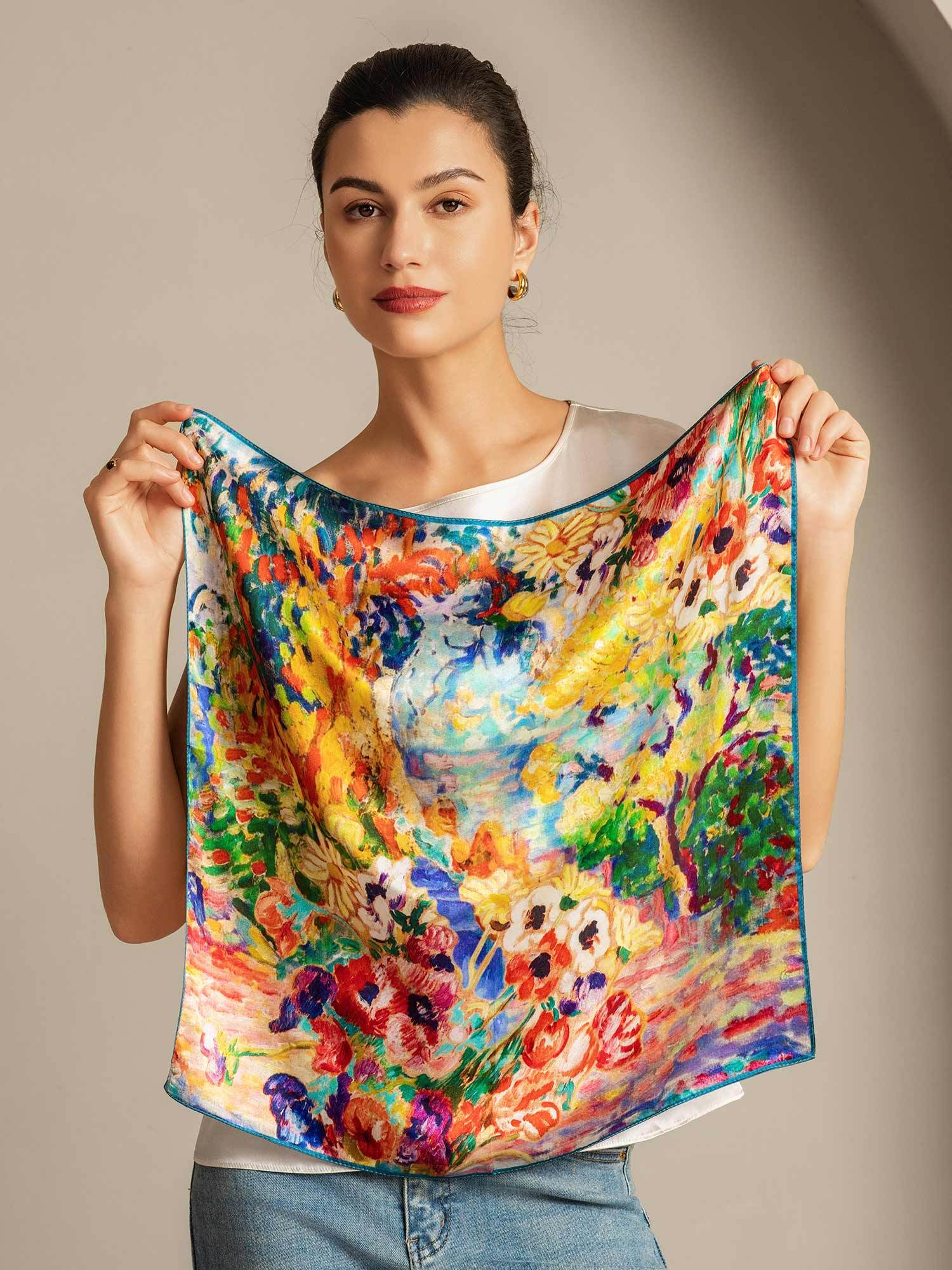 [Multi] SilkSilky-CA Pure Silk Scarf 002