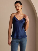 [Dark Blue] SilkSilky-CA Spaghetti Strap V Neck Camisole 004