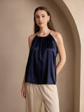 SilkSilky-CA 19Momme Silk Sleeveless Round Neck Camisole DarkBlue 001