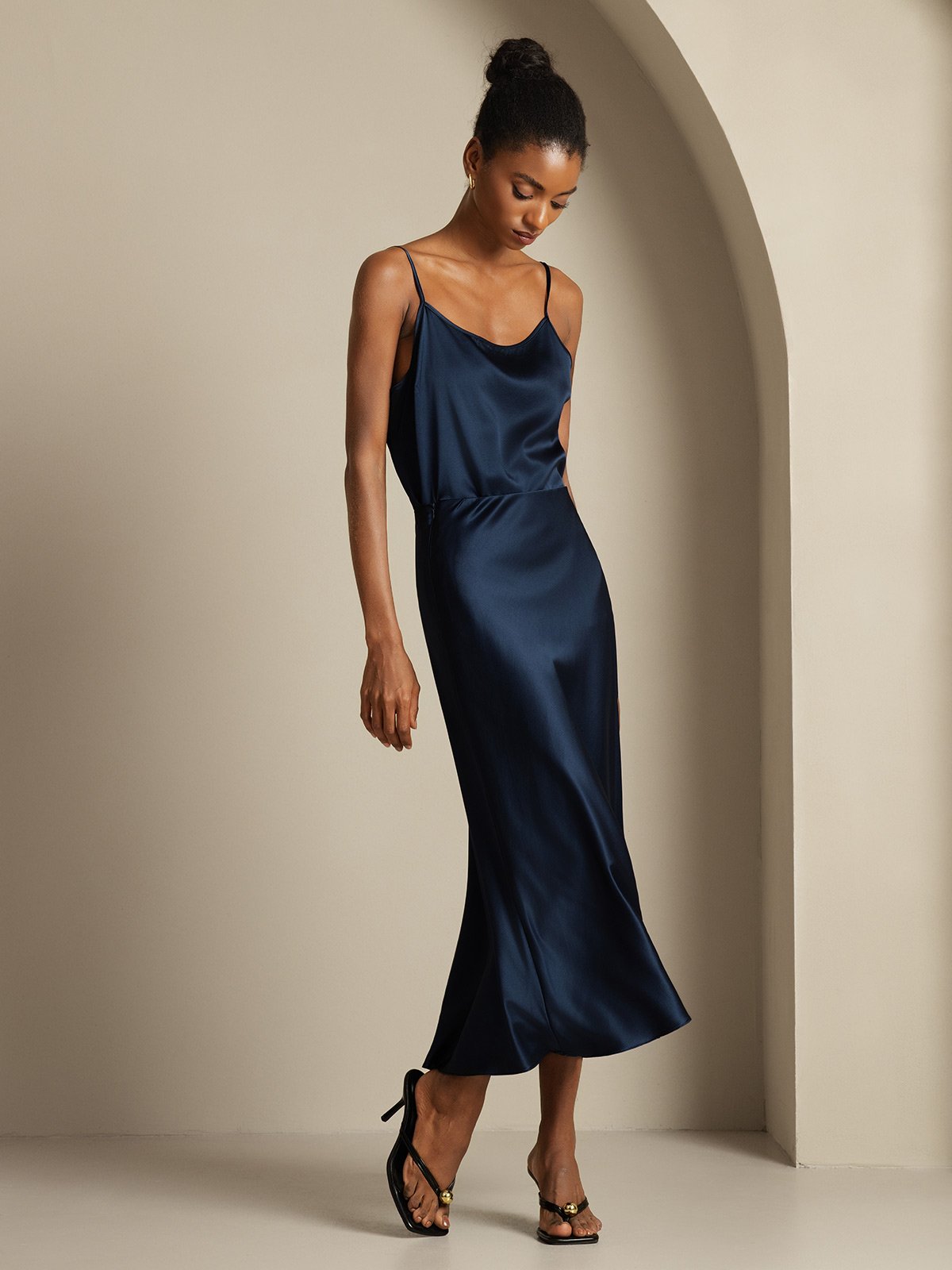 [Dark Blue] SilkSilky-CA 19Momme Pure Silk Womens Outfit Sets 001,