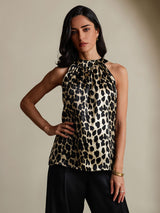 [Leopard] SilkSilky-CA 19Momme Silk Womens T-Shirt 003,