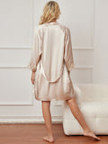 SilkSilky CA 3/4 Sleeve Nightgown&Robe Set Ivory 002