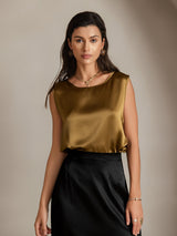 [Brown] SilkSilky-CA Sleeveless Round Neck Camisole 003