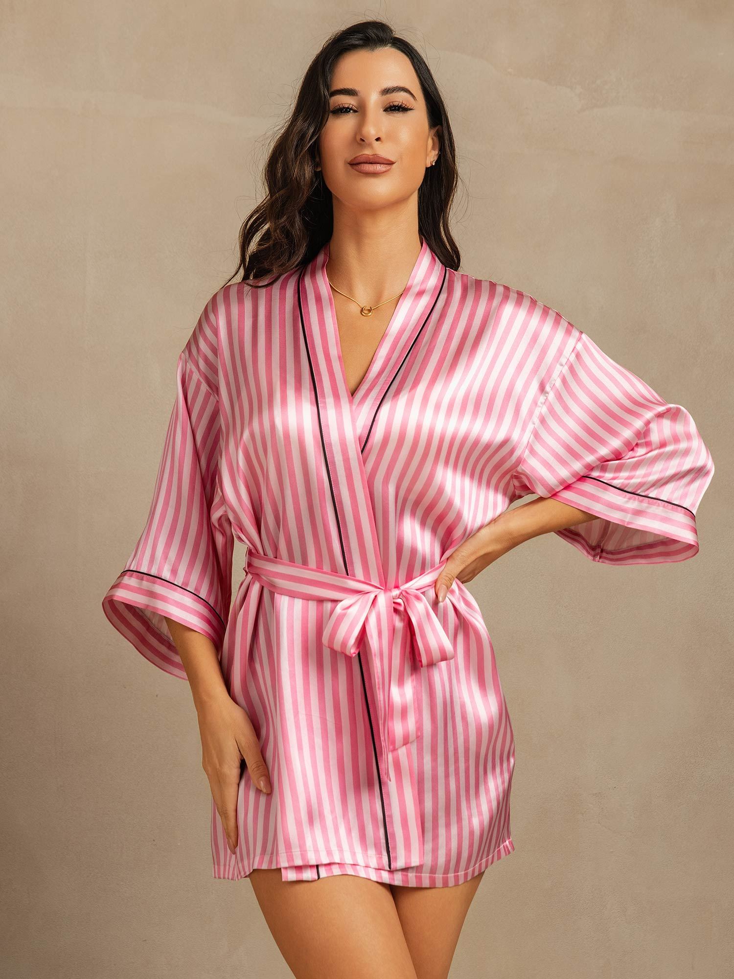 [Pink] SilkSilky-CA Pure Silk Womens Robe 003