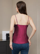 [Fuchsia] SilkSilky-CA Spaghetti Strap V Neck Camisole 002