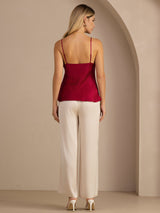 [Wine] SilkSilky-CA Spaghetti Strap V Neck Camisole 005