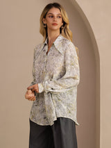 [Sage Blossom] SilkSilky-CA Long Sleeve Lapel Collar Blouse 004