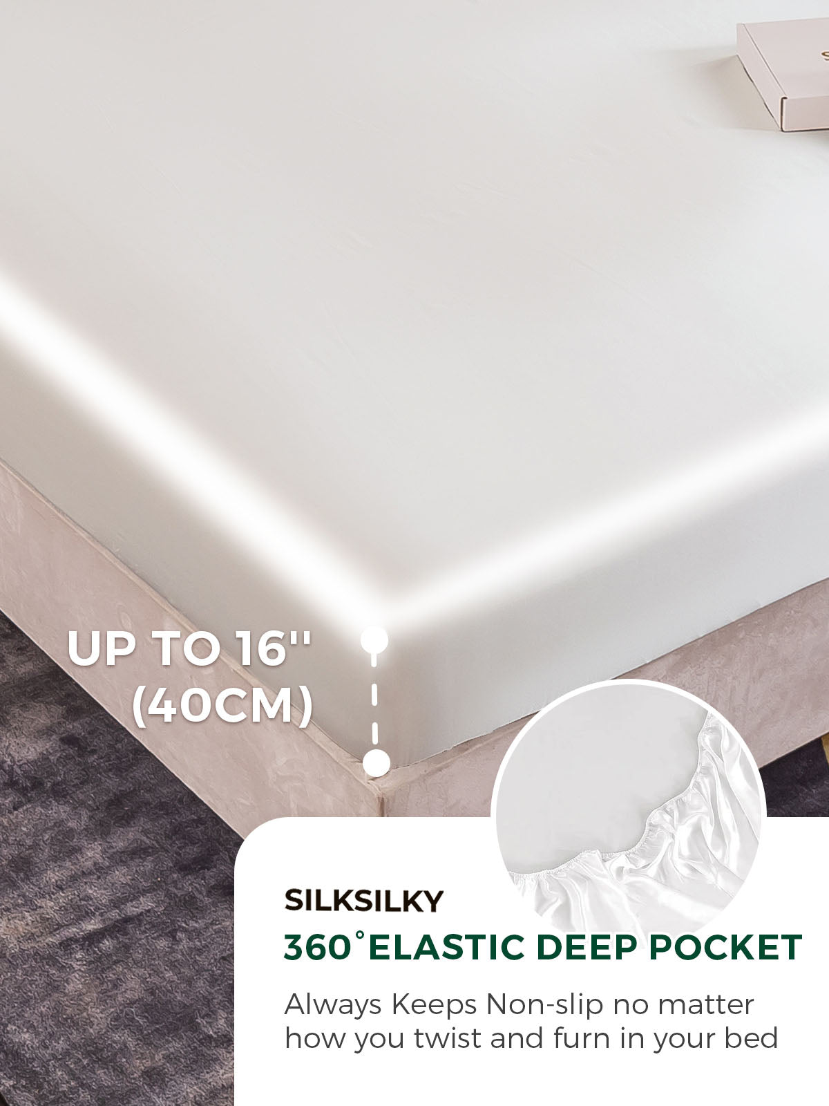 [White] SilkSilky-CA 19Momme Pure Silk Bedding Set 004