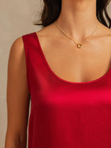 [Wine] SilkSilky-CA 19Momme Machine-Washable Silk Sleeveless Scoop Neck Women's Pajamas 004