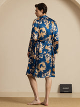 [Navy Dragon] SilkSilky-CA Long Sleeve Men's Robe 002