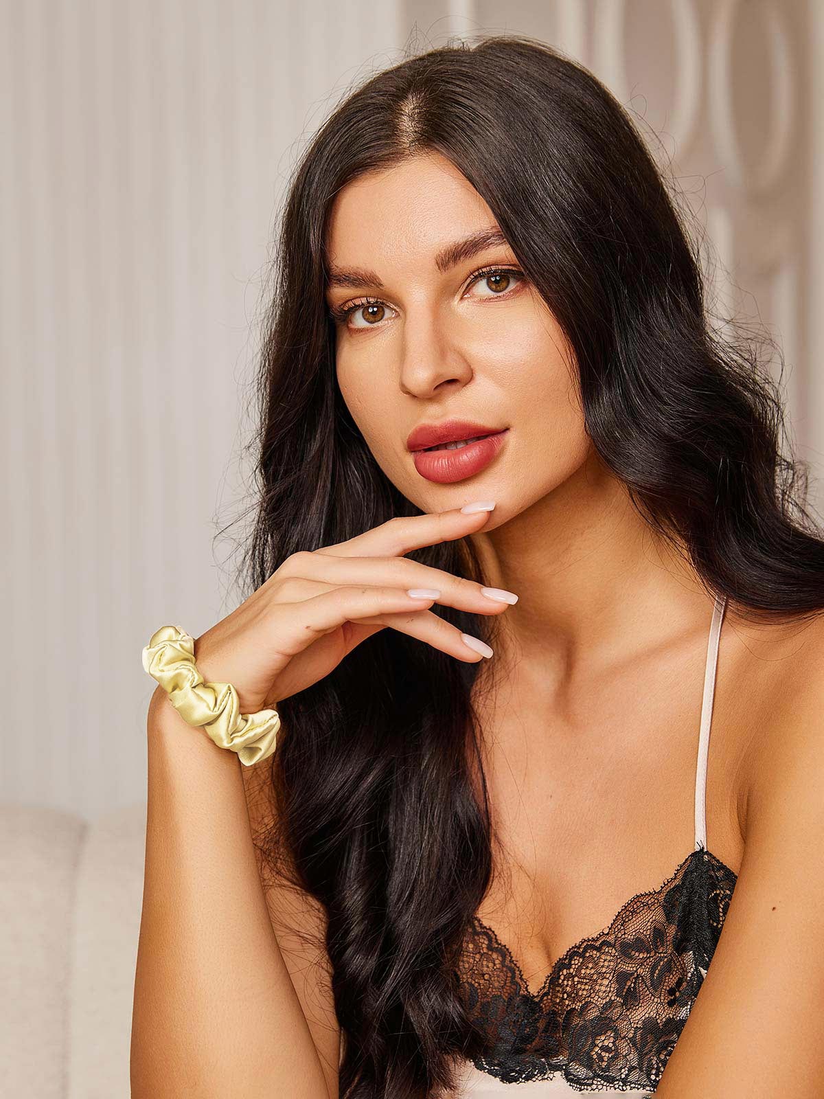 [Light Yellow] SilkSilky-CA Scrunchie 001