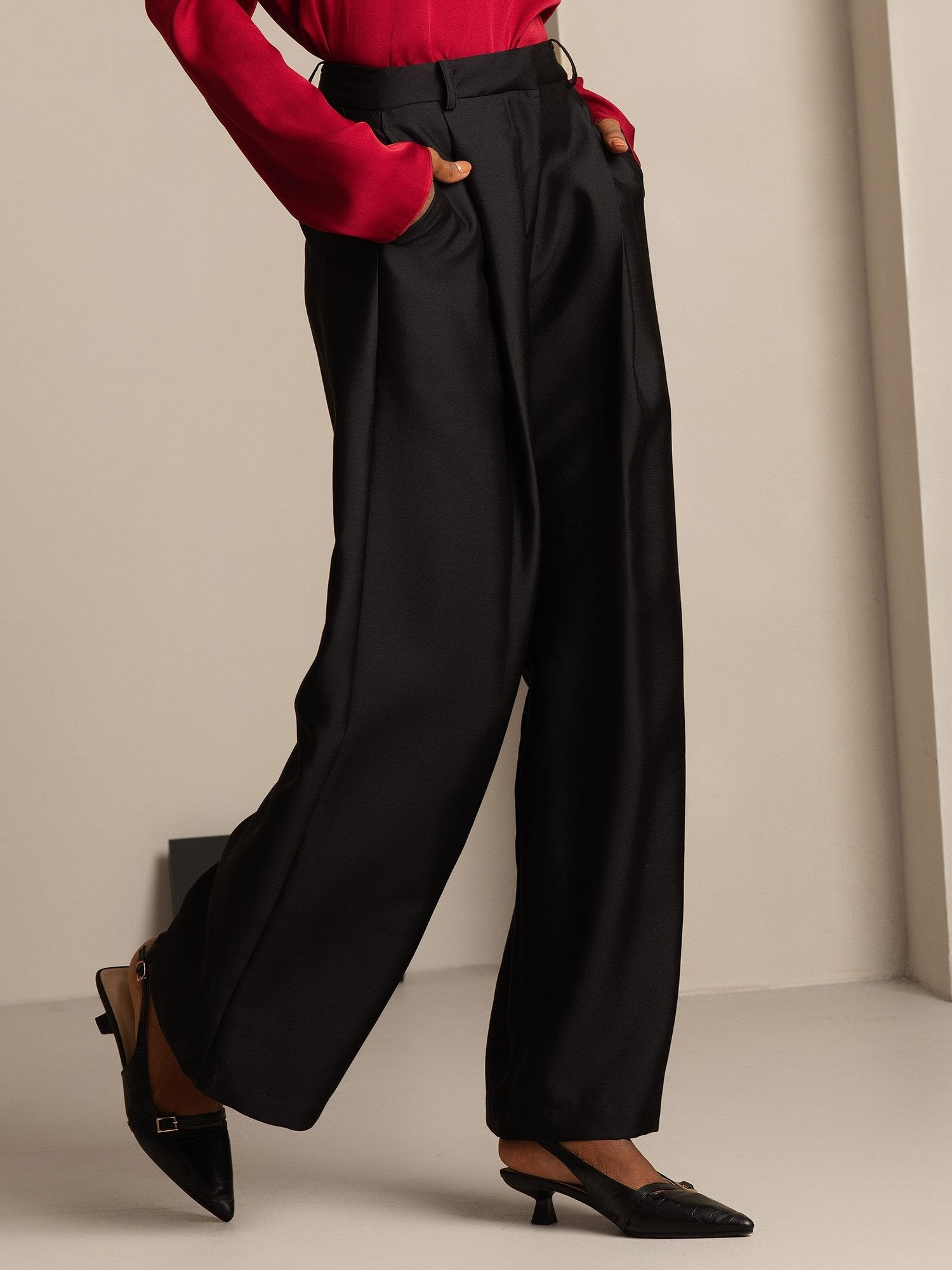 [Black] SilkSilky-CA 32Momme Silk-Wool Blend Womens Pants 007,