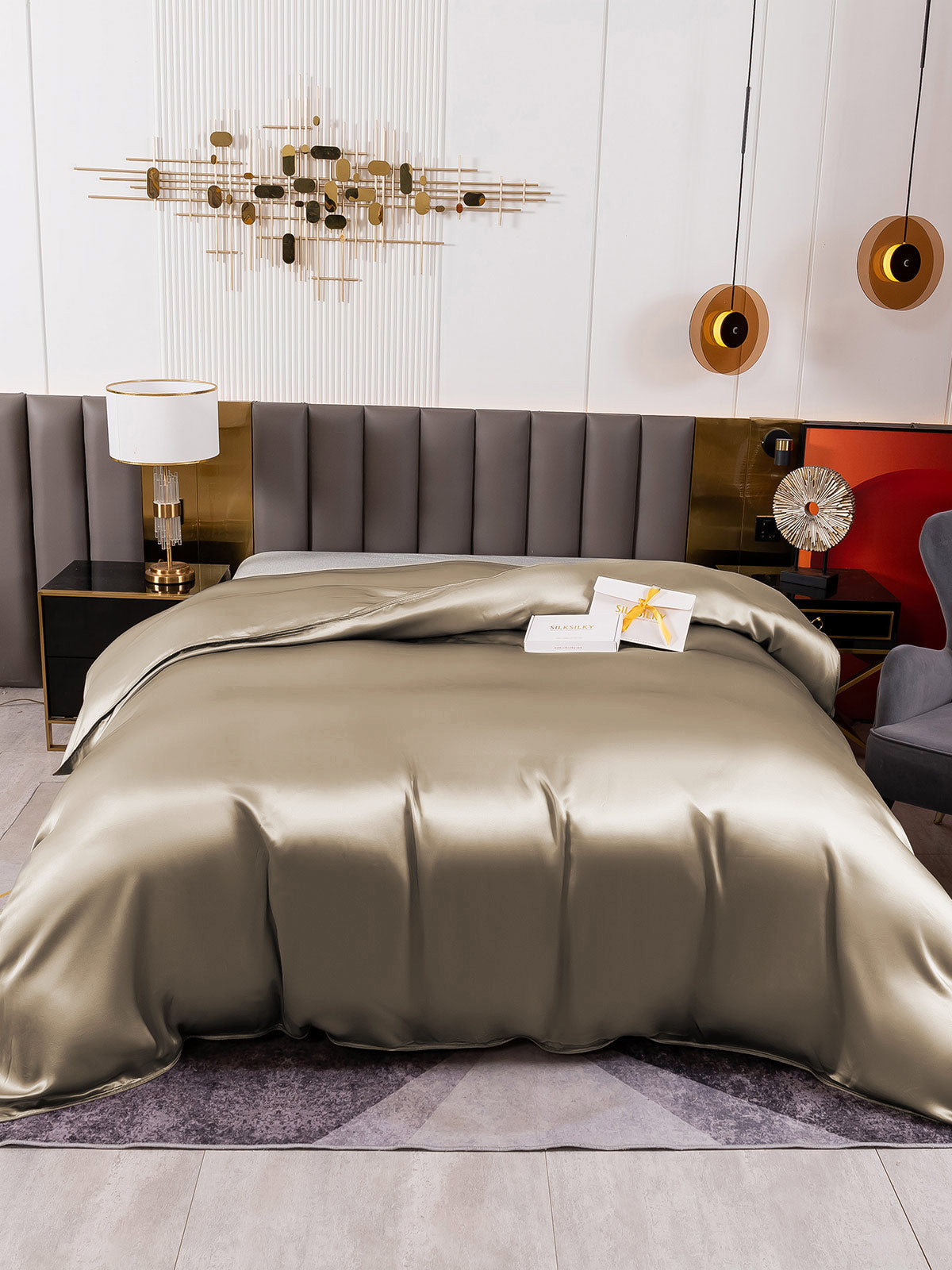 [Khaki] SilkSilky-CA 19Momme Pure Silk Duvet Cover 002