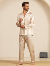 [Champagne] SilkSilky-CA Long Sleeve Lapel Collar Men's Pajamas 005