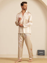 [Champagne] SilkSilky-CA Long Sleeve Notch Collar Men's Pajamas 005