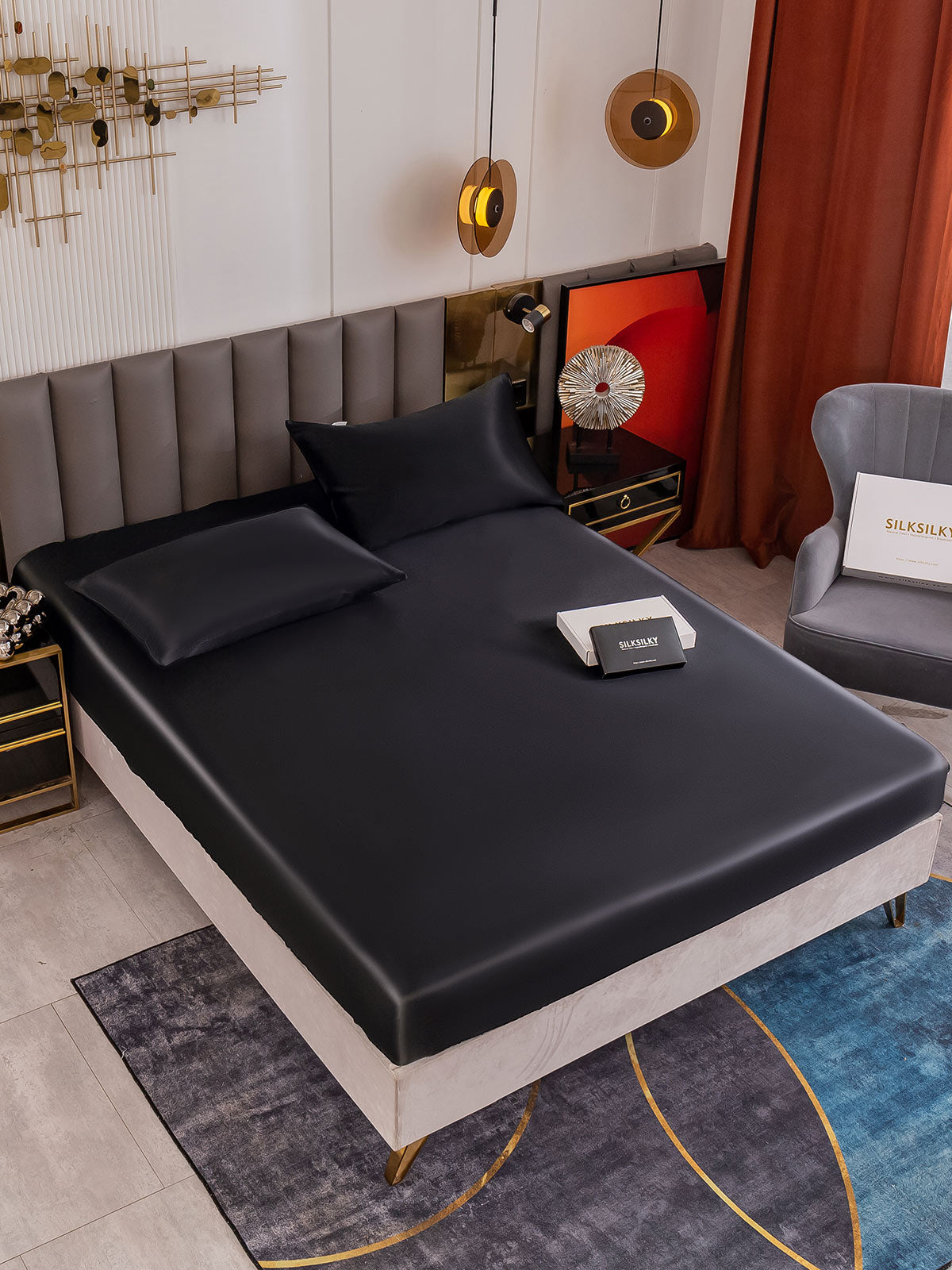 [Black] SilkSilky-CA 19Momme Bedding Set 001