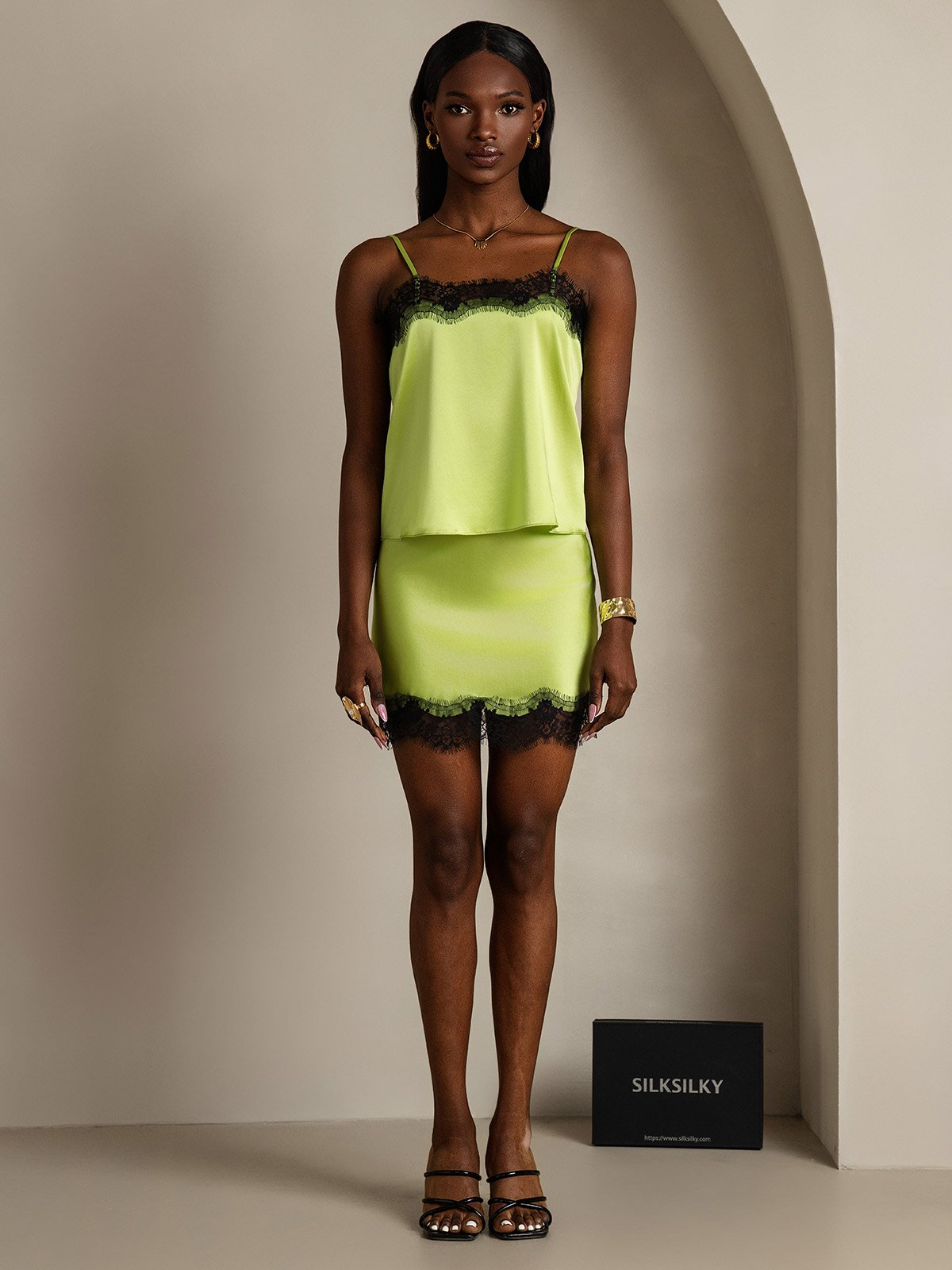 [Mint Green] SilkSilky-CA 19Momme Silk Skirt 007