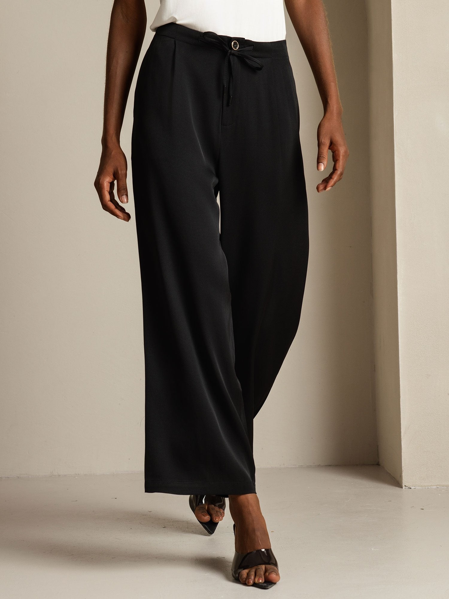 [Black] SilkSilky-CA 19Momme Silk Womens Pants 003
