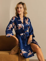 [Dark Blue] SilkSilky-CA 3/4 Sleeve Women's Robe 001