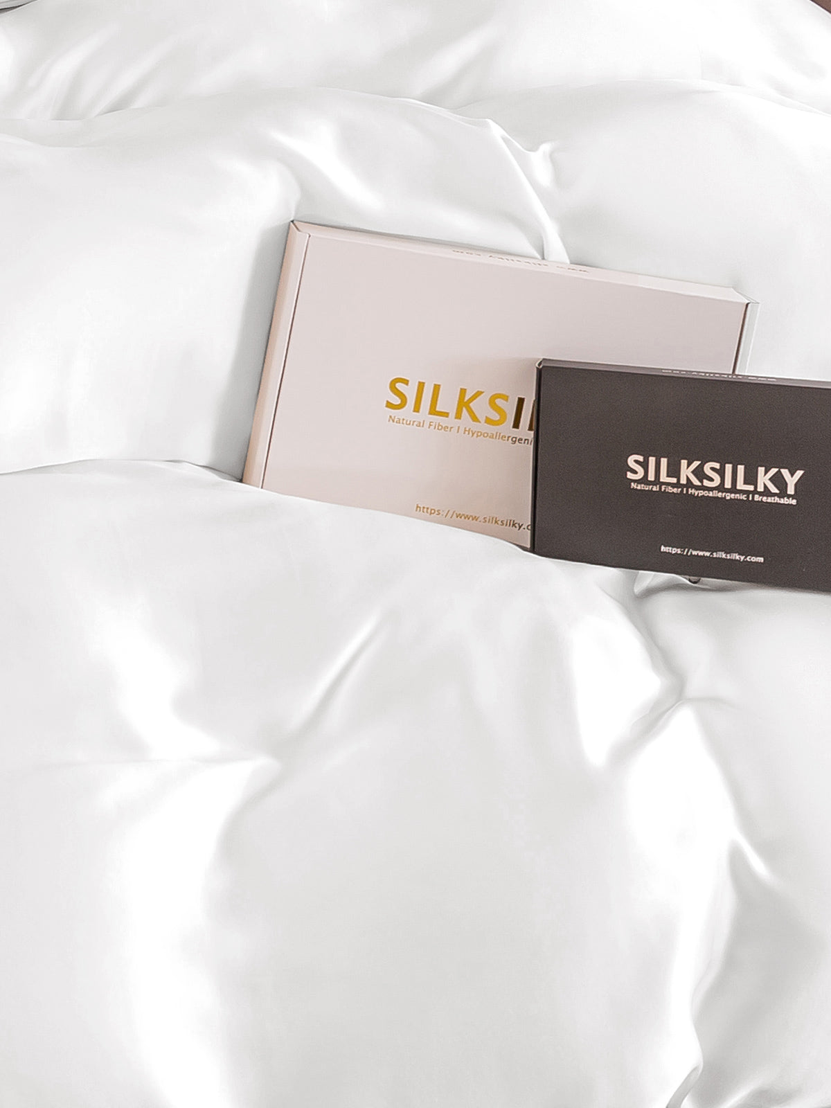 [White] SilkSilky-CA 25Momme Pure Silk Duvet Cover 004