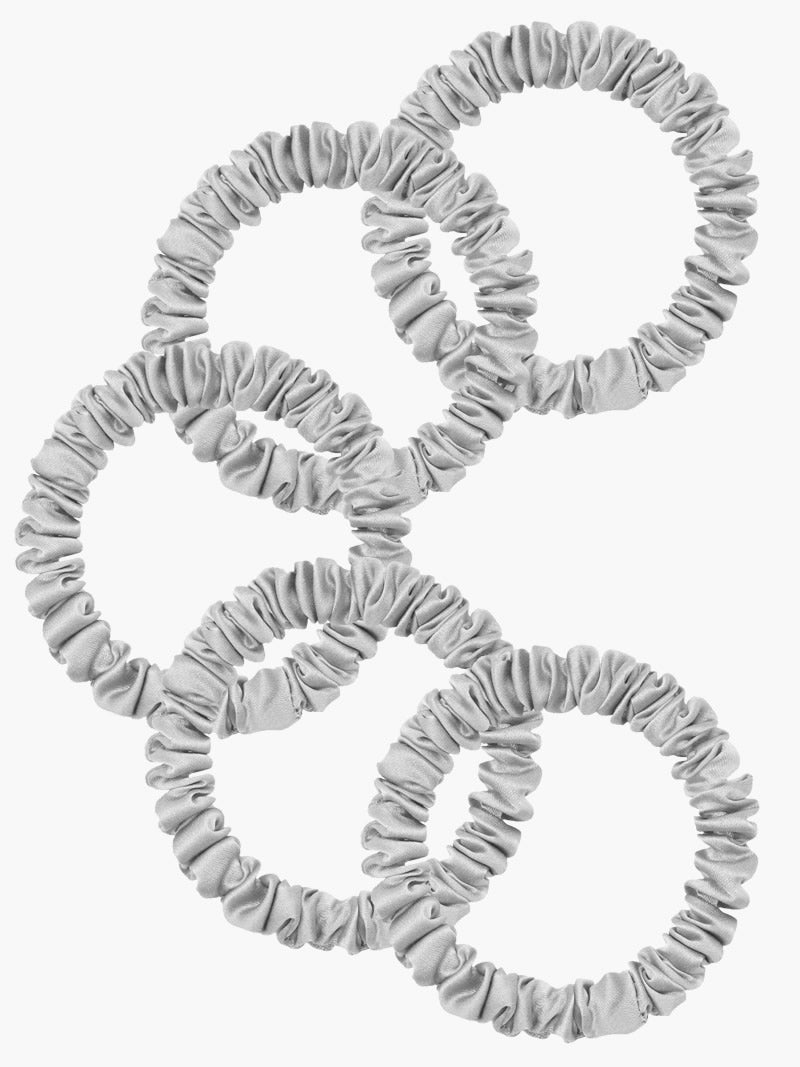 SilkSilky-CA 19Momme Pure Silk Scrunchie Silver 003