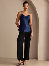 [Dark Blue] SilkSilky-CA Spaghetti Strap V Neck Camisole 005