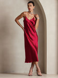 SilkSilky-CA Pure Silk Sleeveless Round Neck Dress Wine 003