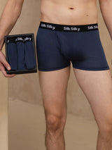 [Dark Blue] SilkSilky-CA 100% Silk Jersey Men's Underwear 001