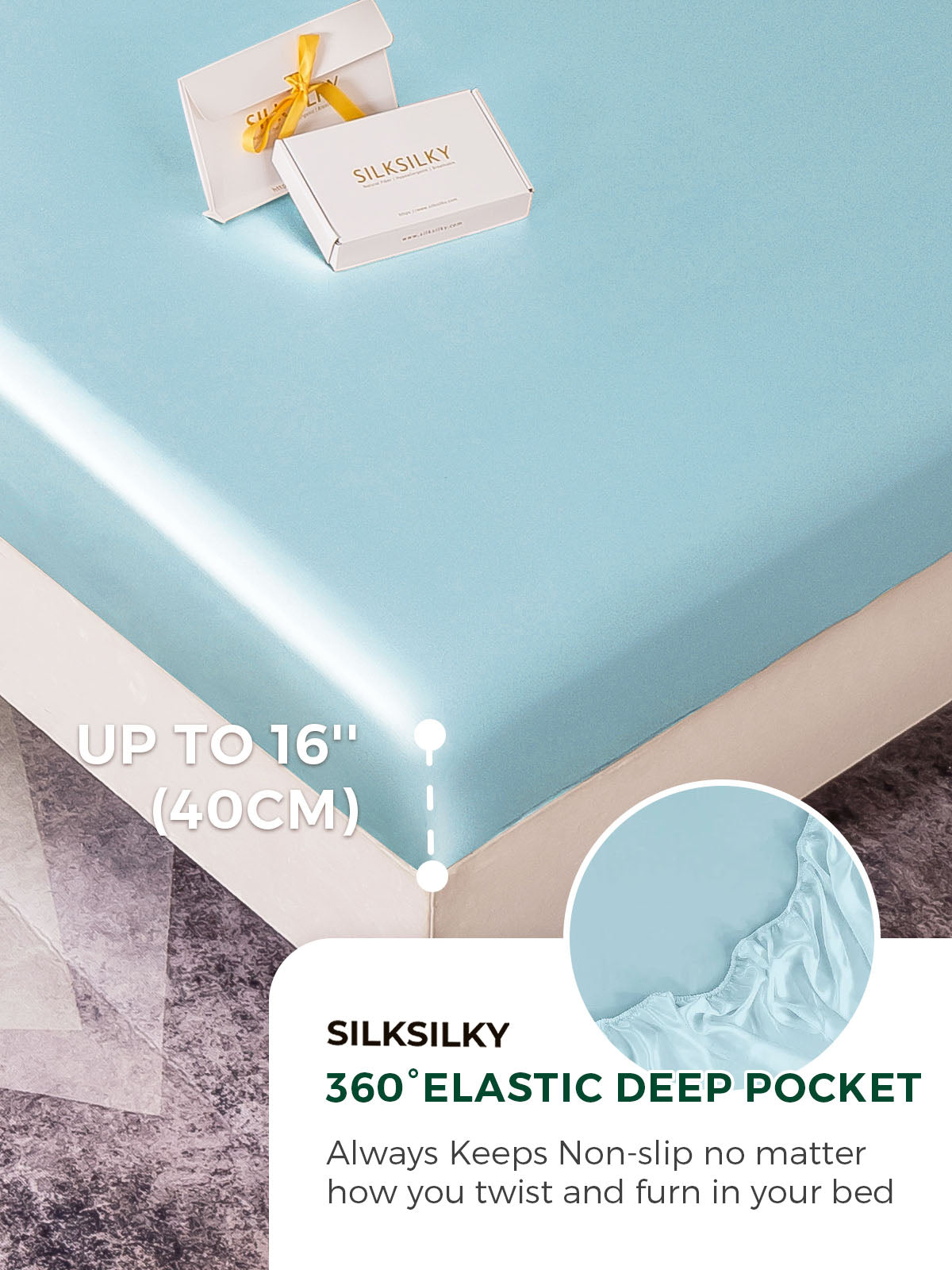 [Light Blue] SilkSilky-CA 19Momme Pure Silk Bedding Set 004