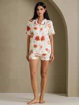 [White Strawberry] SilkSilky-CA Short Sleeve Notch Collar Women's Pajamas 006