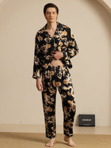 [Black Dragon] SilkSilky-CA Long Sleeve Lapel Collar Men's Pajamas 007