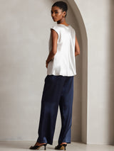 [Light Gray] SilkSilky-CA Cap Sleeve Cowl Neck Women's T-Shirt 004