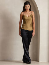 [Coffee] SilkSilky-CA Spaghetti Strap V Neck Camisole 003