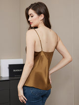 [Coffee] SilkSilky-CA Spaghetti Strap V Neck Camisole 002