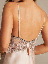 [Pink] SilkSilky-CA Spaghetti Strap Deep V Neck Nightgown 004