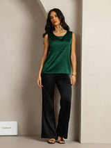 [Dark Green] SilkSilky-CA Sleeveless Round Neck Camisole 009